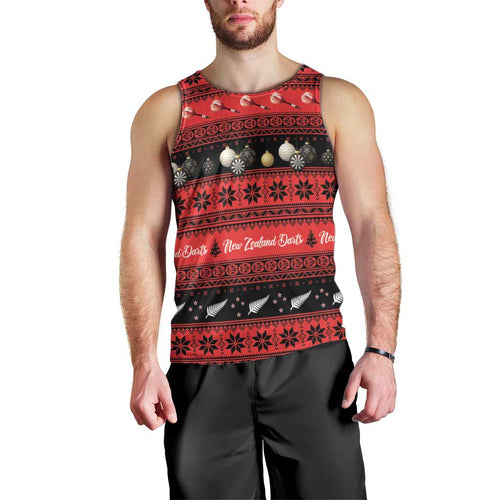 New Zealand Darts Christmas Men Tank Top Merry Xmas Aotearoa Maori Red - Aussie Hoodie