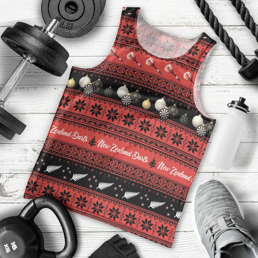 New Zealand Darts Christmas Men Tank Top Merry Xmas Aotearoa Maori Red - Aussie Hoodie