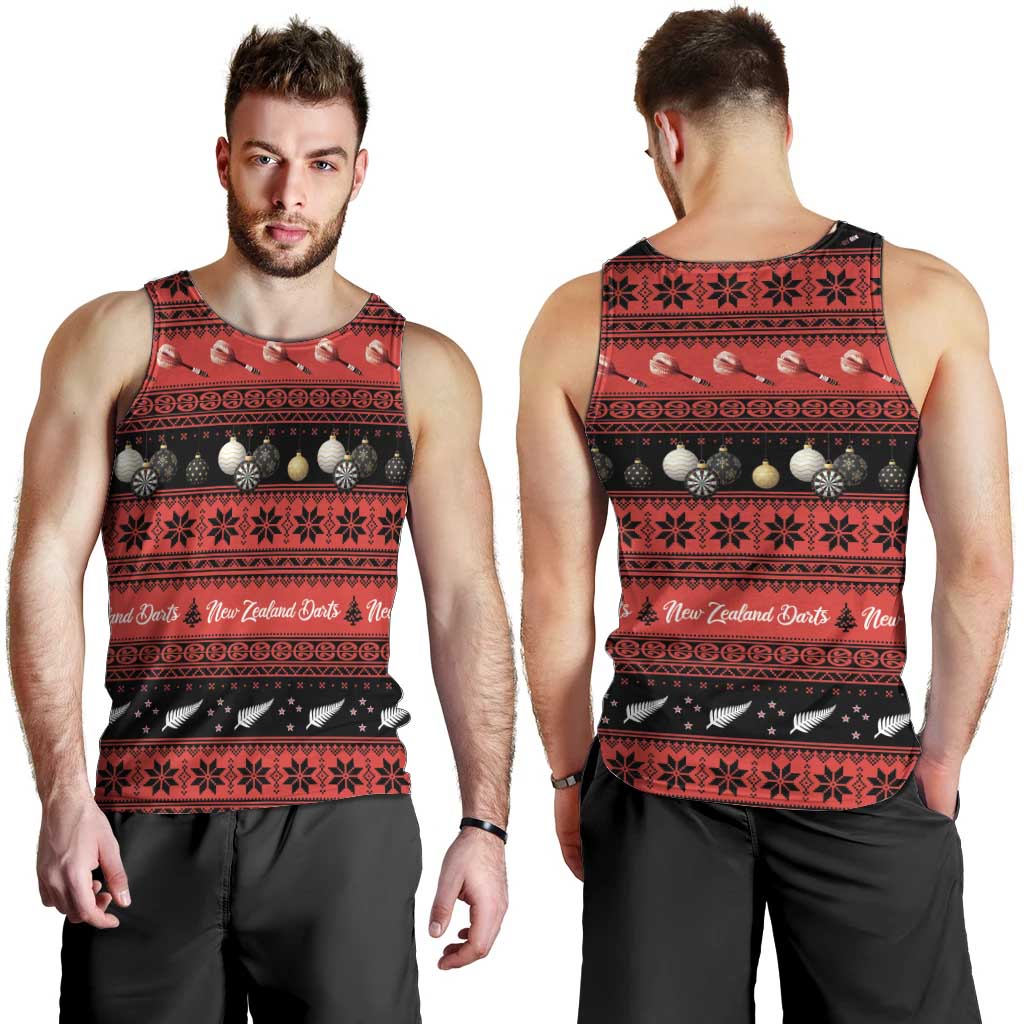 New Zealand Darts Christmas Men Tank Top Merry Xmas Aotearoa Maori Red - Aussie Hoodie