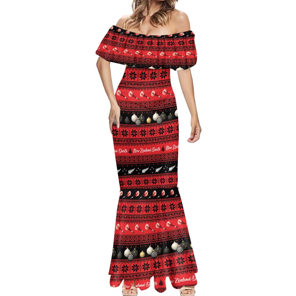 New Zealand Darts Christmas Mermaid Dress Merry Xmas Aotearoa Maori Red - Aussie Hoodie