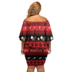 New Zealand Darts Christmas Off Shoulder Short Dress Merry Xmas Aotearoa Maori Red - Aussie Hoodie