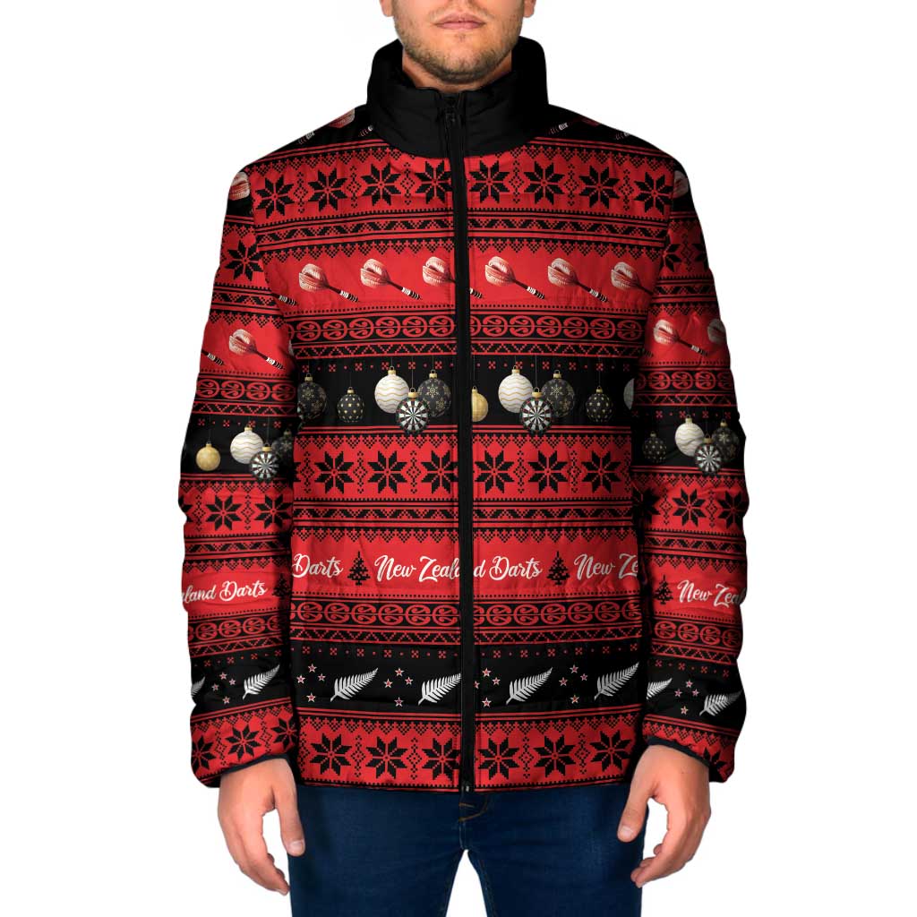 New Zealand Darts Christmas Padded Jacket Merry Xmas Aotearoa Maori Red - Aussie Hoodie