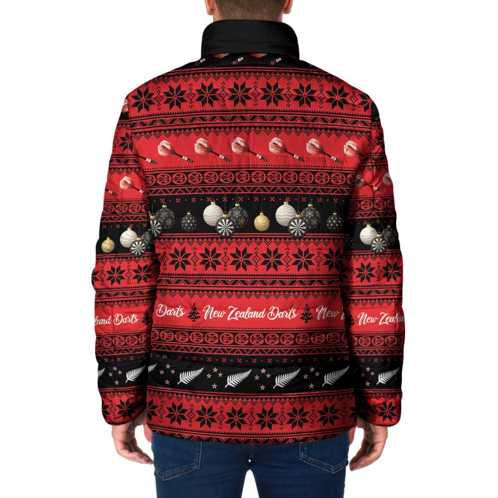 New Zealand Darts Christmas Padded Jacket Merry Xmas Aotearoa Maori Red - Aussie Hoodie