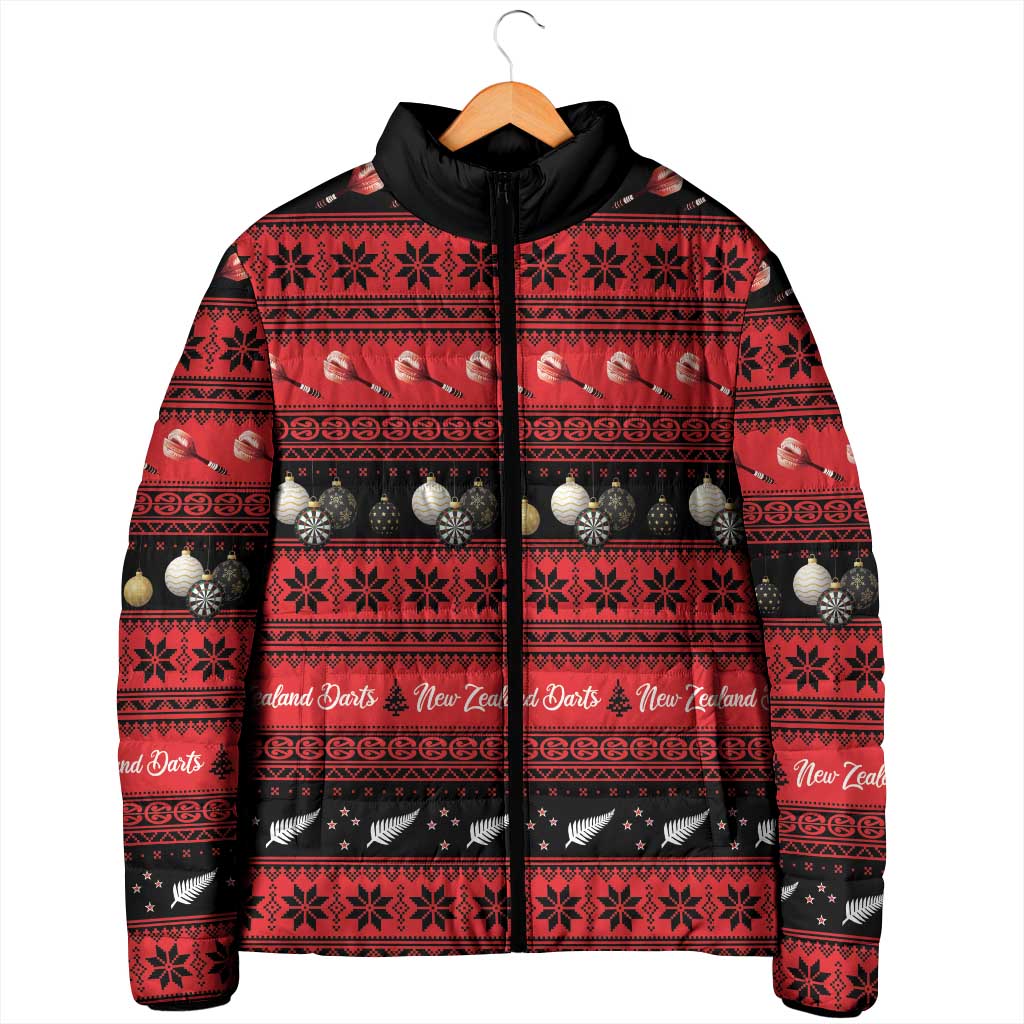 New Zealand Darts Christmas Padded Jacket Merry Xmas Aotearoa Maori Red - Aussie Hoodie