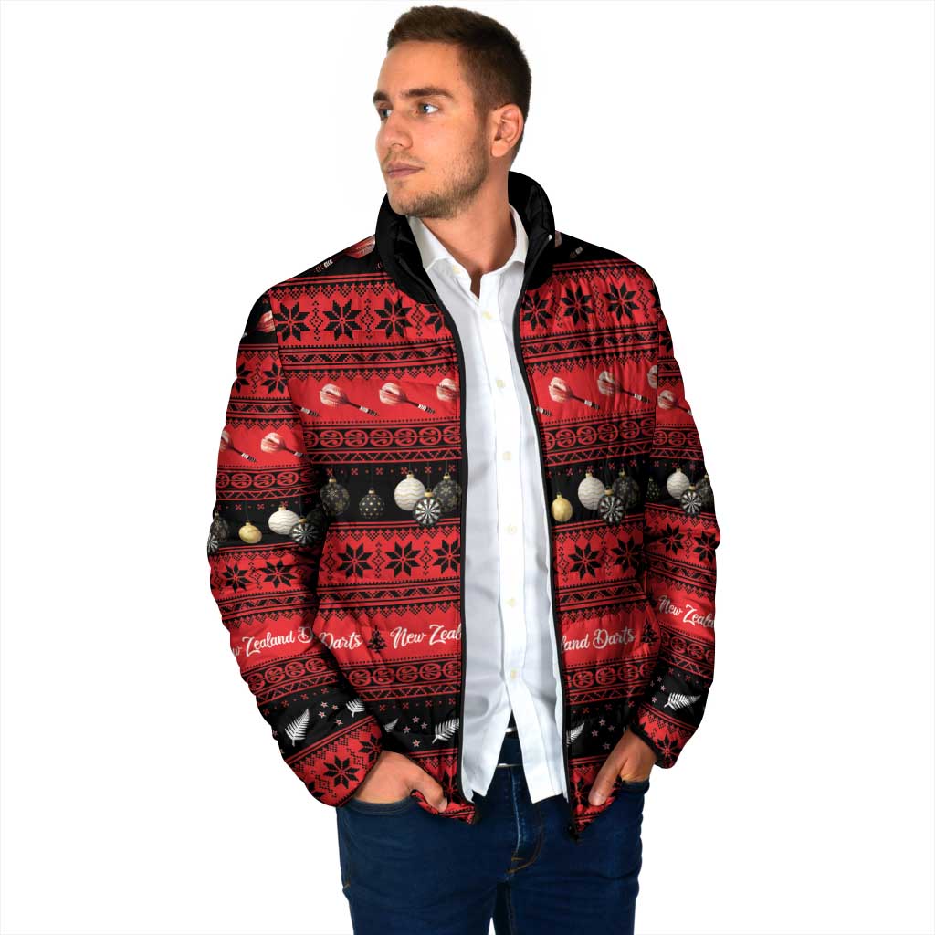New Zealand Darts Christmas Padded Jacket Merry Xmas Aotearoa Maori Red - Aussie Hoodie