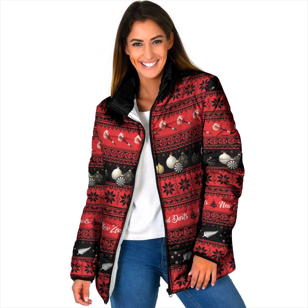 New Zealand Darts Christmas Padded Jacket Merry Xmas Aotearoa Maori Red - Aussie Hoodie