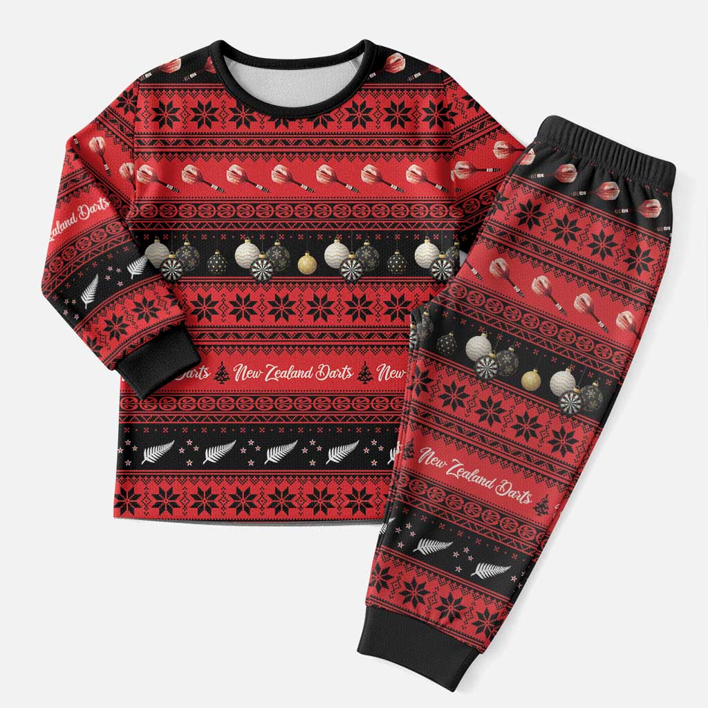 New Zealand Darts Christmas Pajama Set Merry Xmas Aotearoa Maori Red - Aussie Hoodie