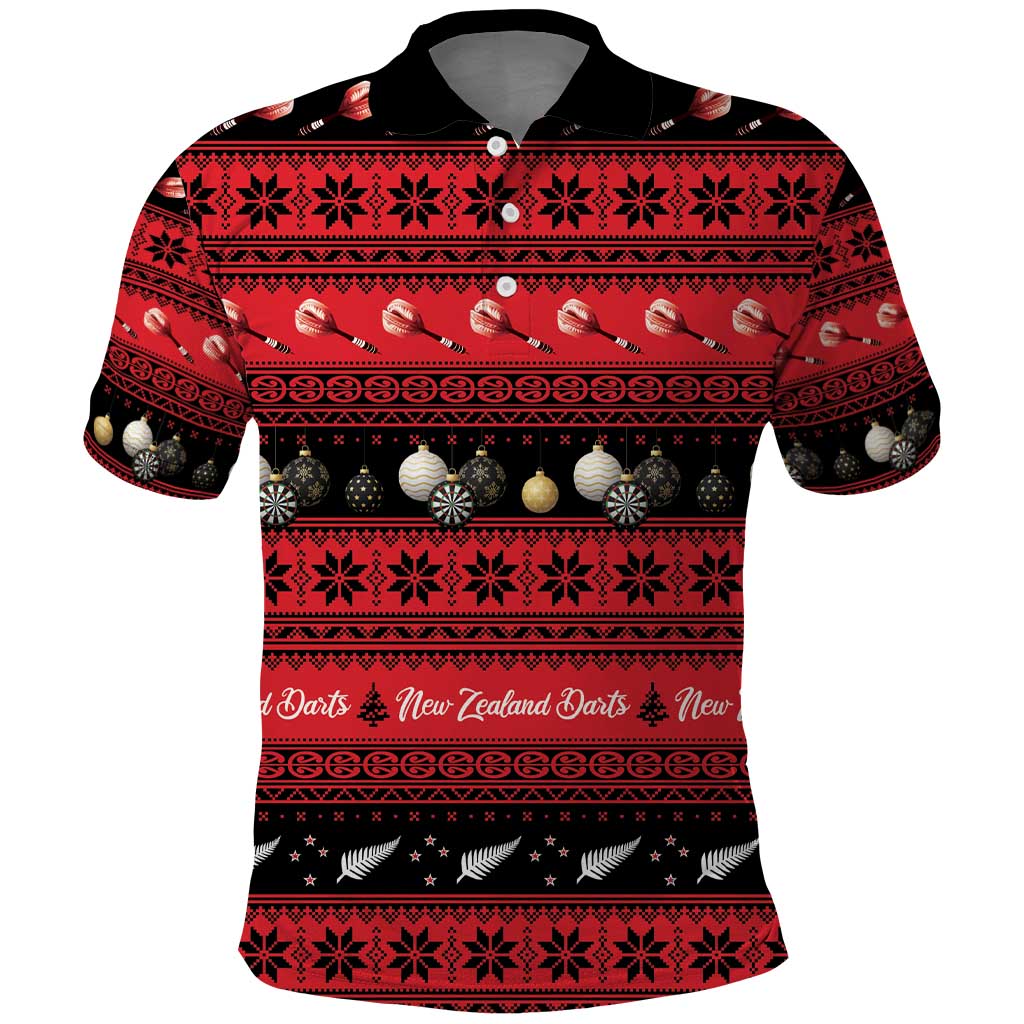 New Zealand Darts Christmas Polo Shirt Merry Xmas Aotearoa Maori Red - Aussie Hoodie