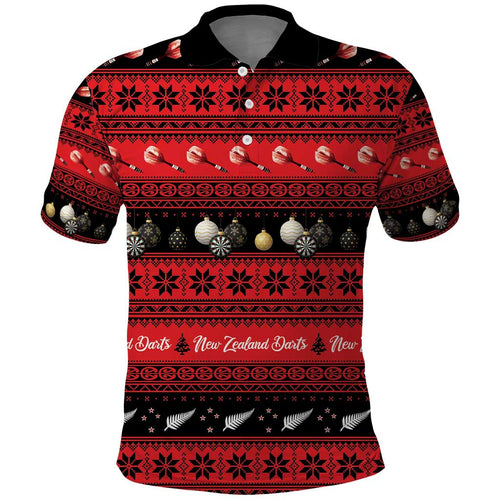 New Zealand Darts Christmas Polo Shirt Merry Xmas Aotearoa Maori Red - Aussie Hoodie