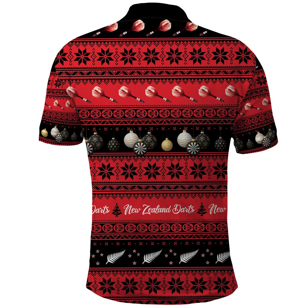 New Zealand Darts Christmas Polo Shirt Merry Xmas Aotearoa Maori Red - Aussie Hoodie