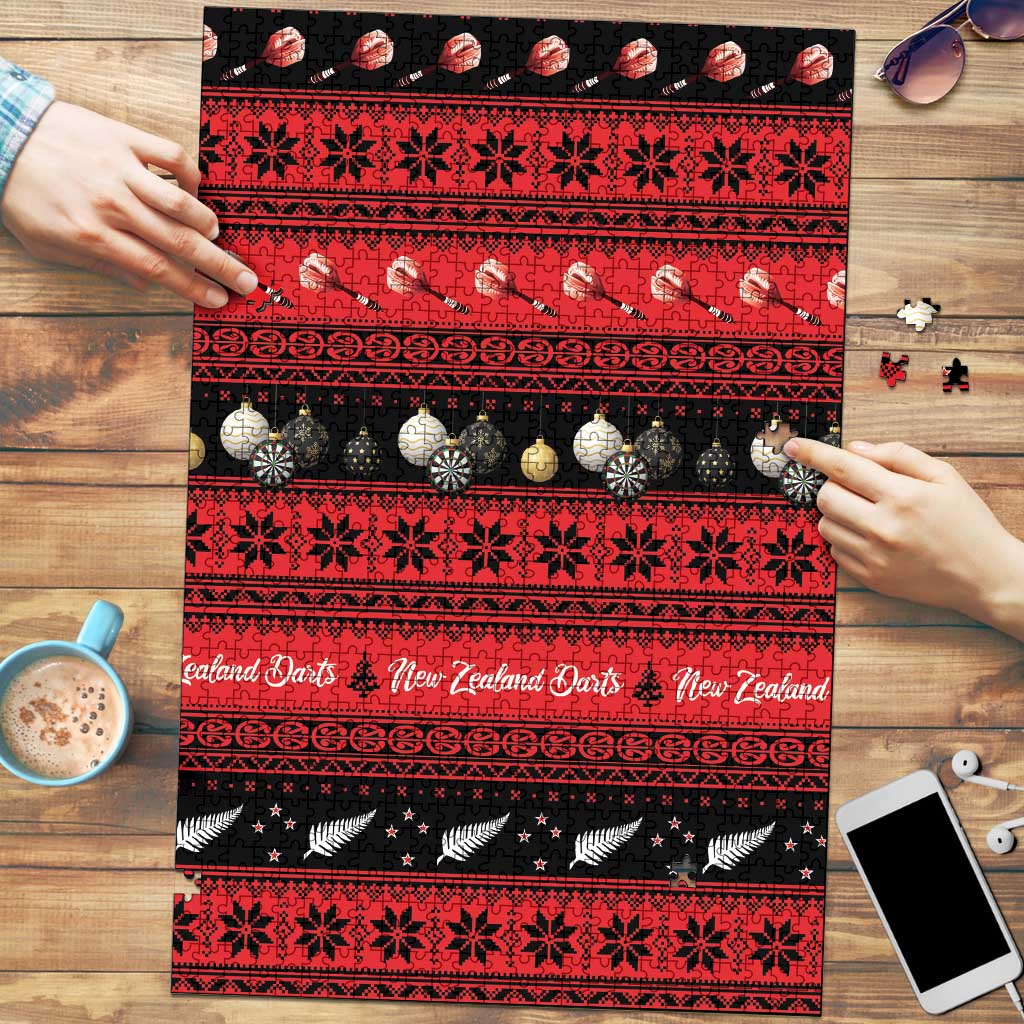 New Zealand Darts Christmas Puzzle Merry Xmas Aotearoa Maori Red - Aussie Hoodie