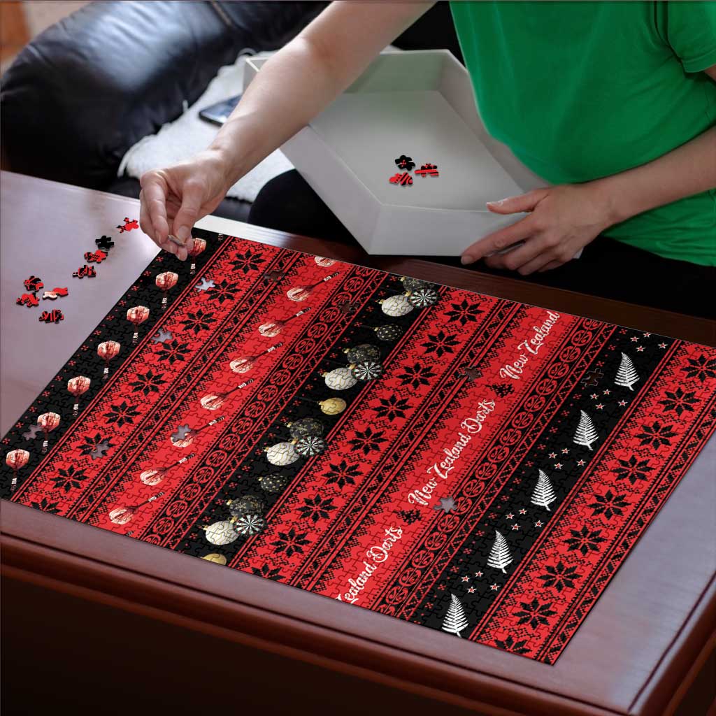 New Zealand Darts Christmas Puzzle Merry Xmas Aotearoa Maori Red - Aussie Hoodie