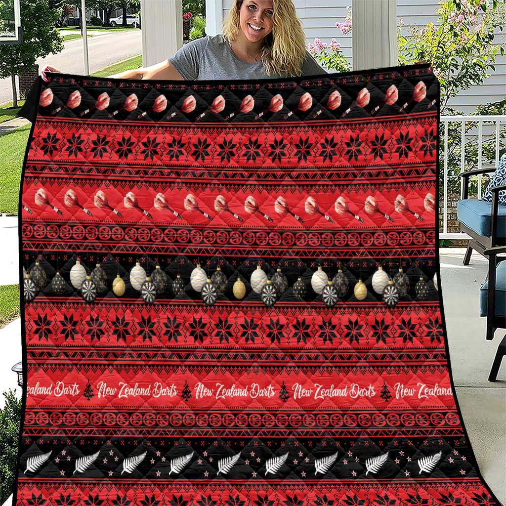 New Zealand Darts Christmas Quilt Merry Xmas Aotearoa Maori Red - Aussie Hoodie