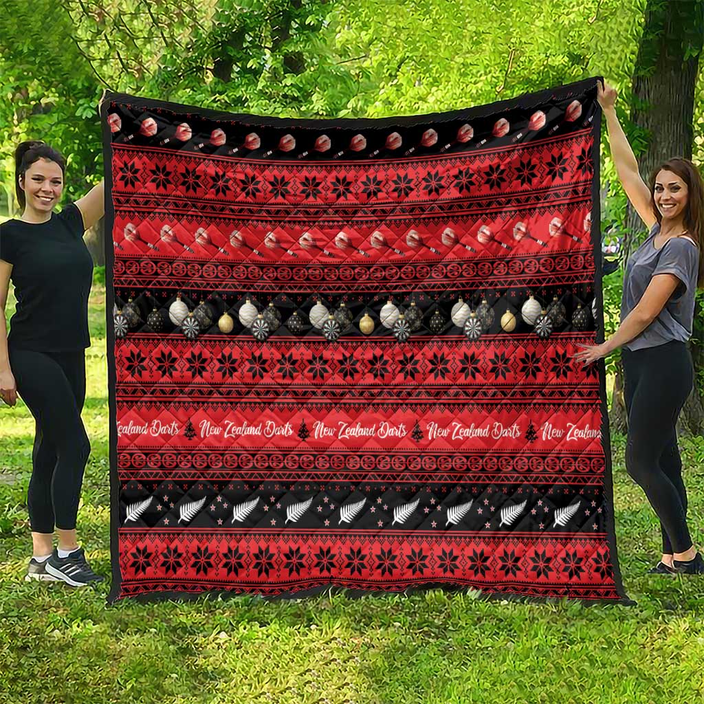 New Zealand Darts Christmas Quilt Merry Xmas Aotearoa Maori Red - Aussie Hoodie