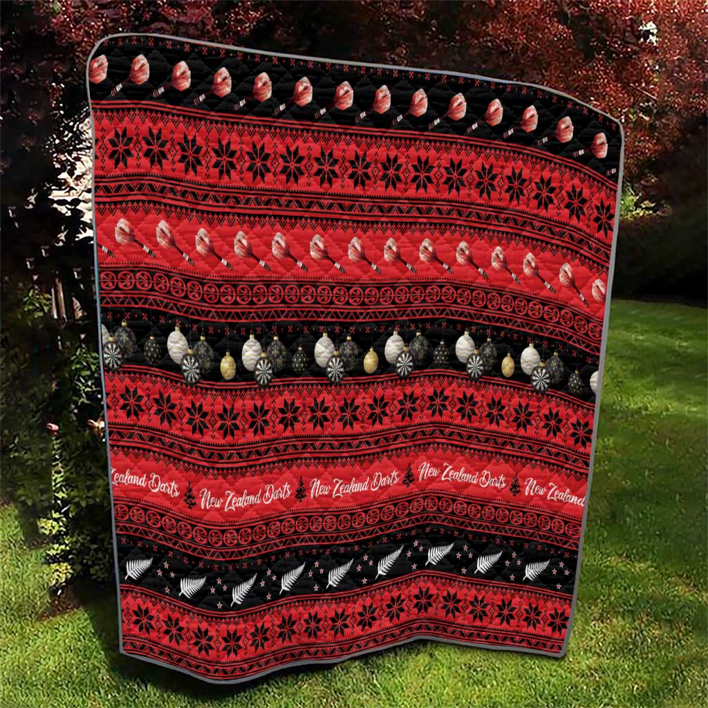 New Zealand Darts Christmas Quilt Merry Xmas Aotearoa Maori Red - Aussie Hoodie