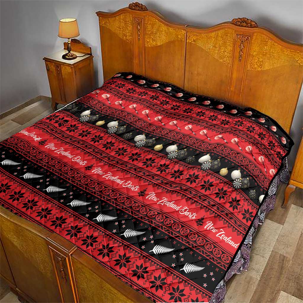 New Zealand Darts Christmas Quilt Merry Xmas Aotearoa Maori Red - Aussie Hoodie