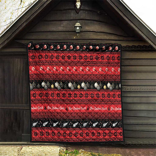 New Zealand Darts Christmas Quilt Merry Xmas Aotearoa Maori Red - Aussie Hoodie