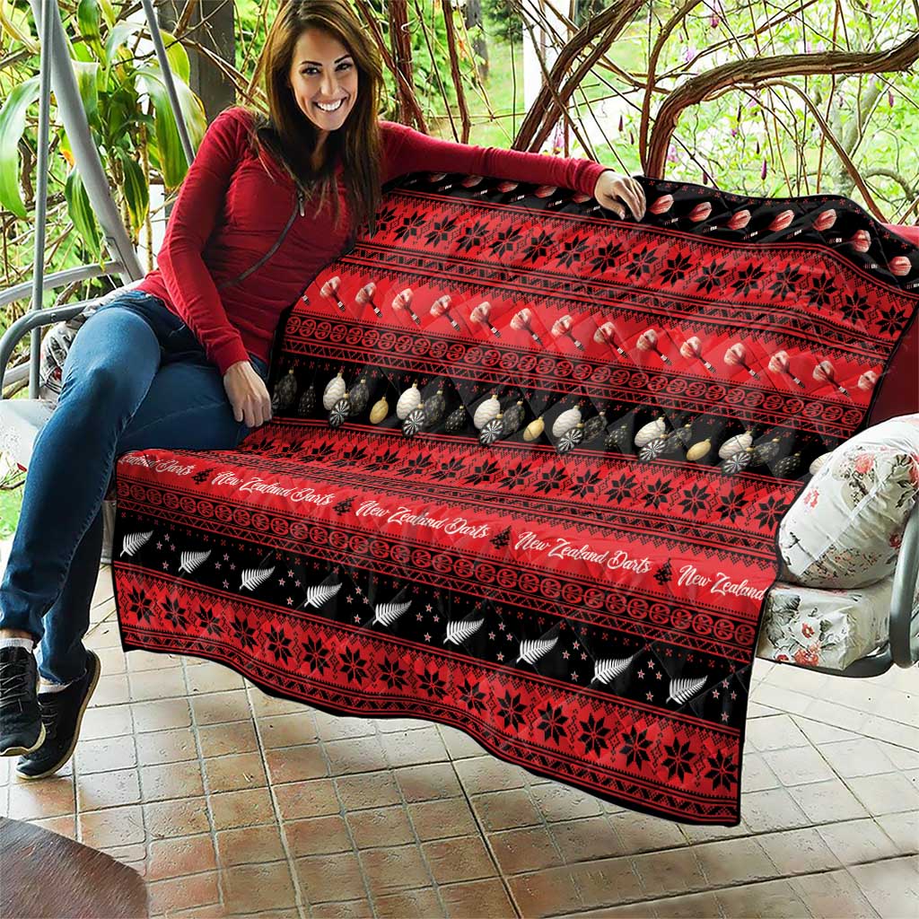 New Zealand Darts Christmas Quilt Merry Xmas Aotearoa Maori Red - Aussie Hoodie