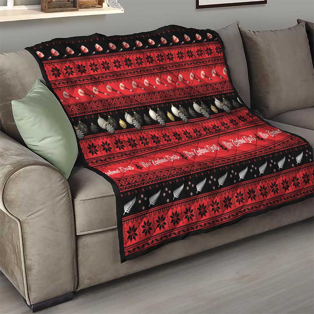 New Zealand Darts Christmas Quilt Merry Xmas Aotearoa Maori Red - Aussie Hoodie