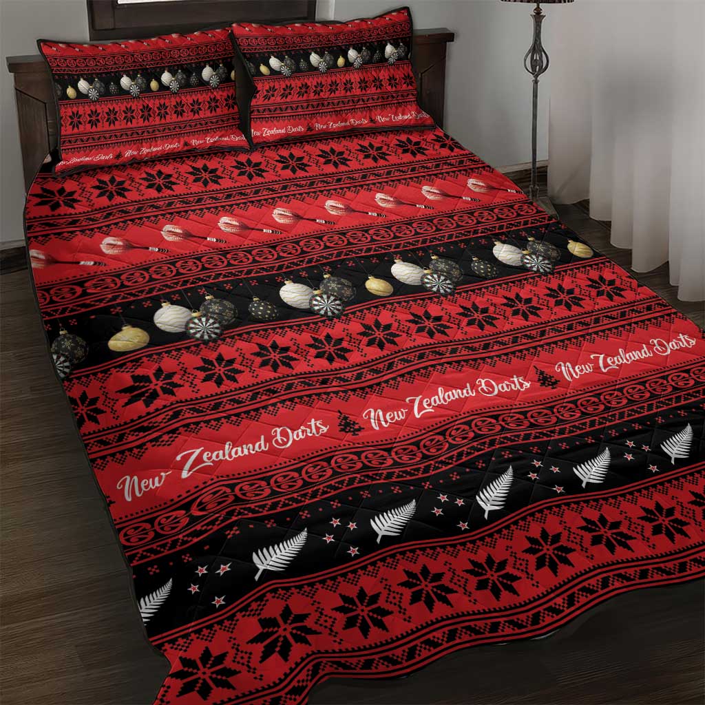 New Zealand Darts Christmas Quilt Bed Set Merry Xmas Aotearoa Maori Red - Aussie Hoodie