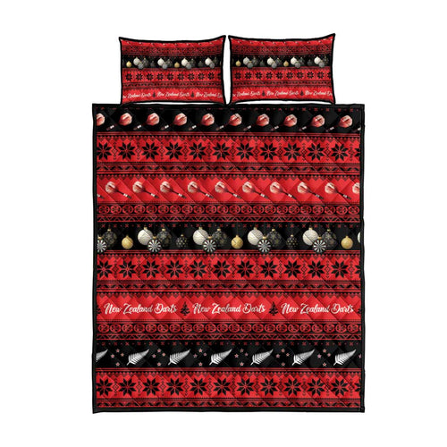 New Zealand Darts Christmas Quilt Bed Set Merry Xmas Aotearoa Maori Red - Aussie Hoodie