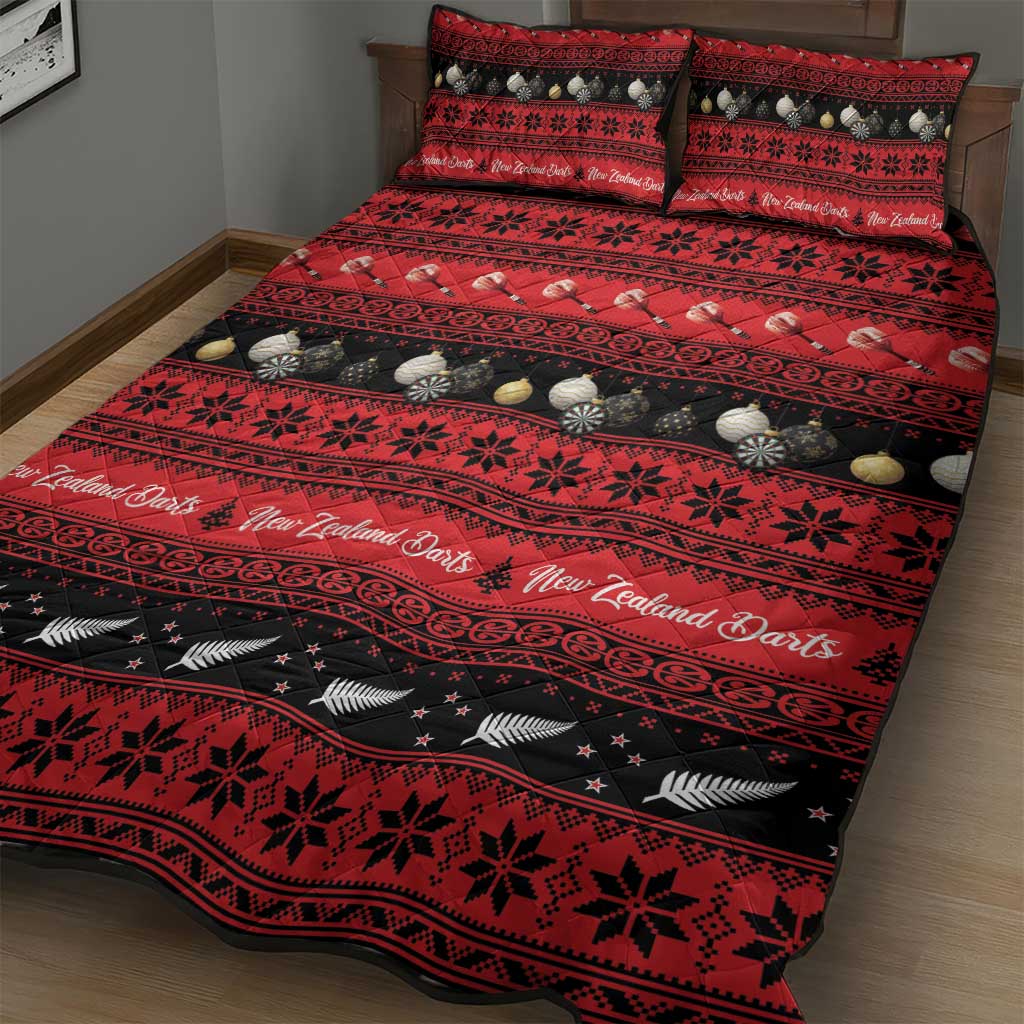 New Zealand Darts Christmas Quilt Bed Set Merry Xmas Aotearoa Maori Red - Aussie Hoodie