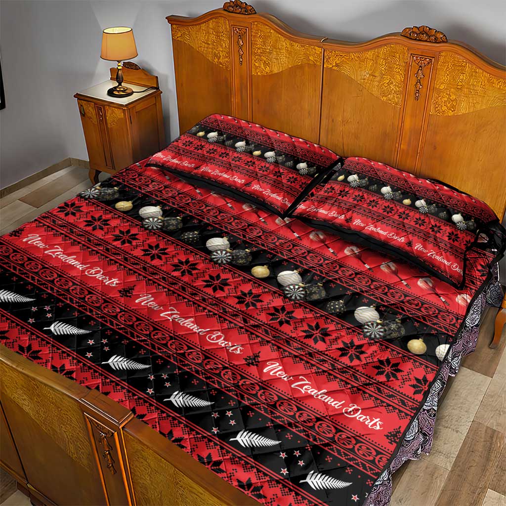 New Zealand Darts Christmas Quilt Bed Set Merry Xmas Aotearoa Maori Red - Aussie Hoodie