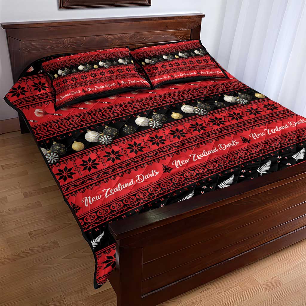 New Zealand Darts Christmas Quilt Bed Set Merry Xmas Aotearoa Maori Red - Aussie Hoodie