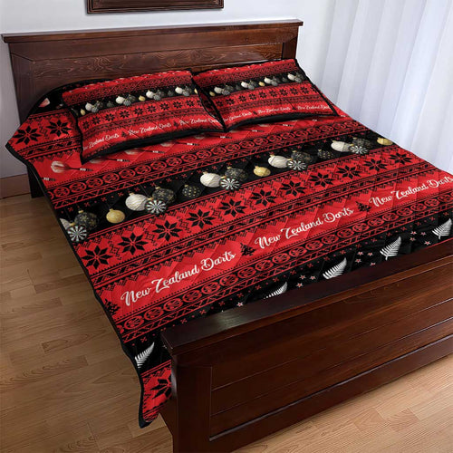 New Zealand Darts Christmas Quilt Bed Set Merry Xmas Aotearoa Maori Red - Aussie Hoodie