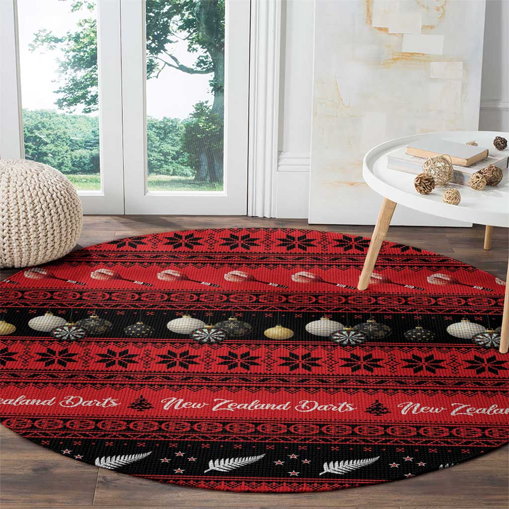 New Zealand Darts Christmas Round Carpet Merry Xmas Aotearoa Maori Red - Aussie Hoodie