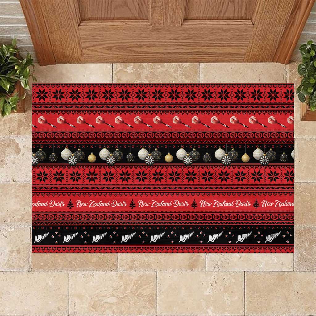 New Zealand Darts Christmas Rubber Doormat Merry Xmas Aotearoa Maori Red - Aussie Hoodie