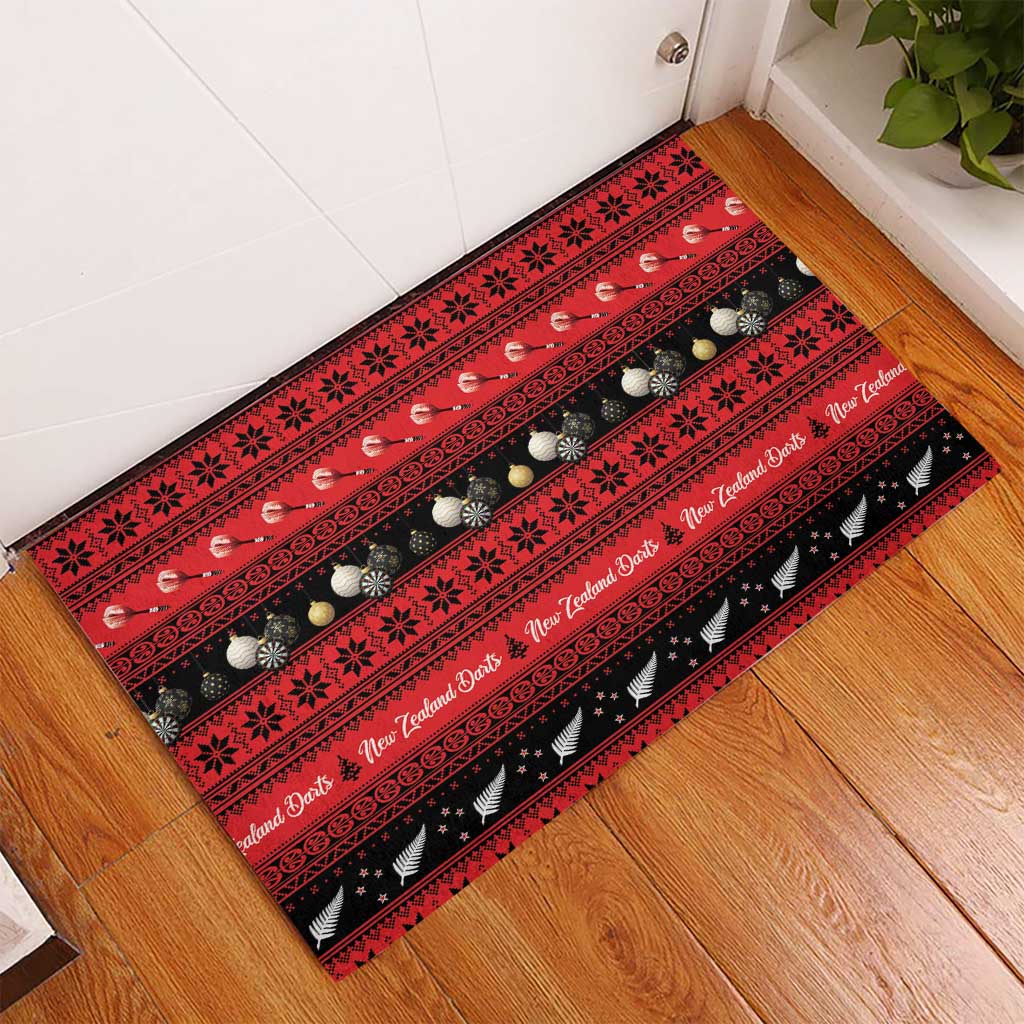 New Zealand Darts Christmas Rubber Doormat Merry Xmas Aotearoa Maori Red - Aussie Hoodie