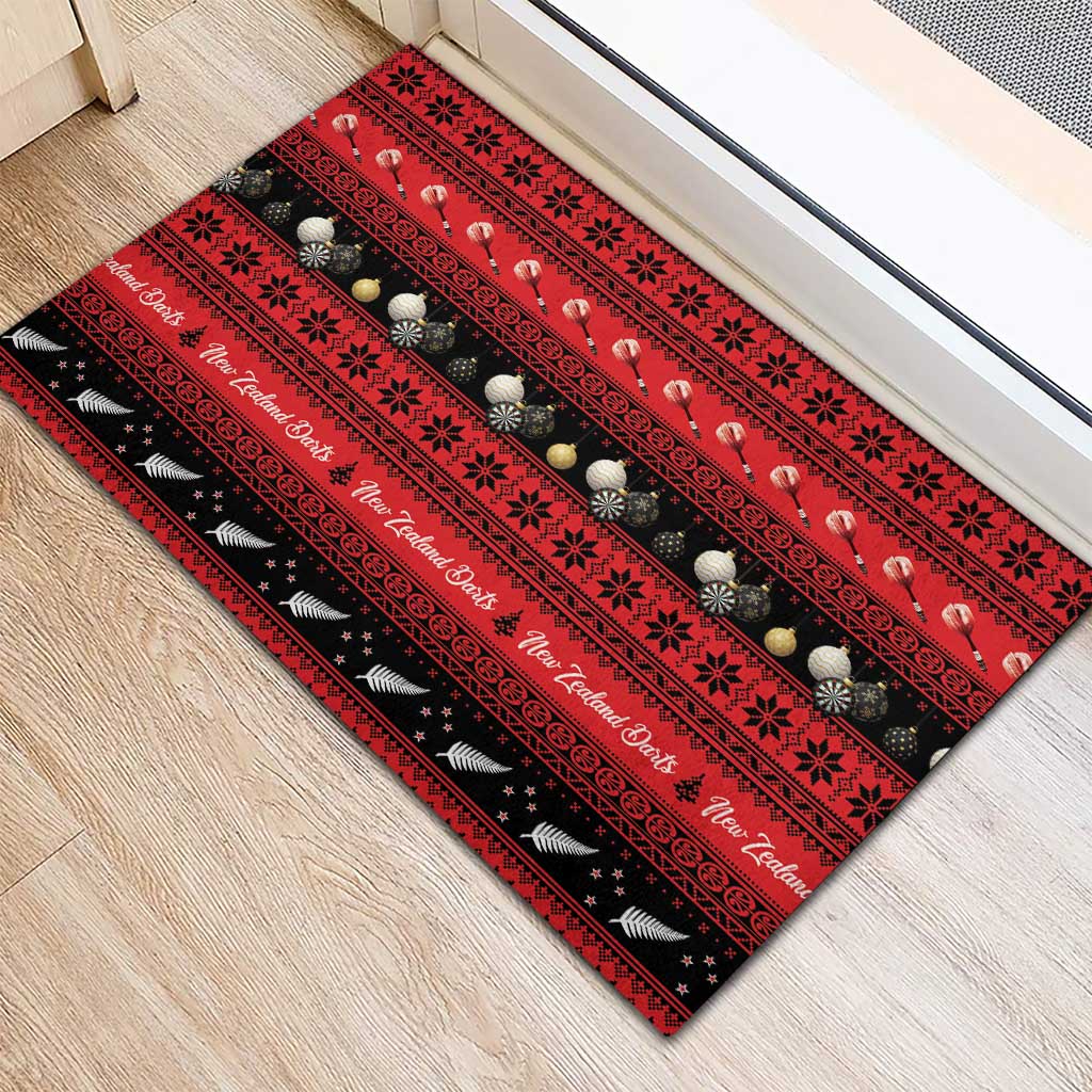 New Zealand Darts Christmas Rubber Doormat Merry Xmas Aotearoa Maori Red - Aussie Hoodie