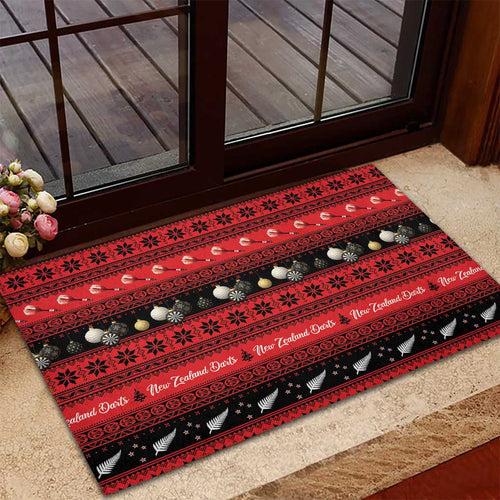 New Zealand Darts Christmas Rubber Doormat Merry Xmas Aotearoa Maori Red - Aussie Hoodie