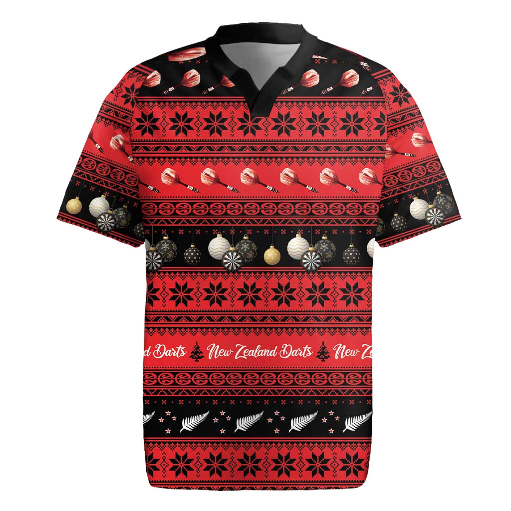 New Zealand Darts Christmas Rugby Jersey Merry Xmas Aotearoa Maori Red - Aussie Hoodie