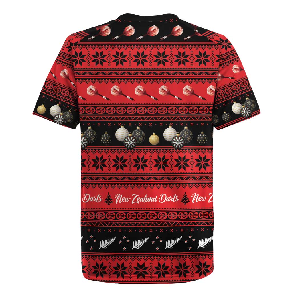 New Zealand Darts Christmas Rugby Jersey Merry Xmas Aotearoa Maori Red - Aussie Hoodie