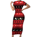 New Zealand Darts Christmas Short Sleeve Bodycon Dress Merry Xmas Aotearoa Maori Red - Aussie Hoodie