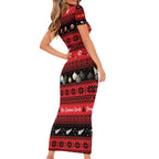 New Zealand Darts Christmas Short Sleeve Bodycon Dress Merry Xmas Aotearoa Maori Red - Aussie Hoodie