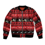 New Zealand Darts Christmas Sleeve Zip Bomber Jacket Merry Xmas Aotearoa Maori Red - Aussie Hoodie