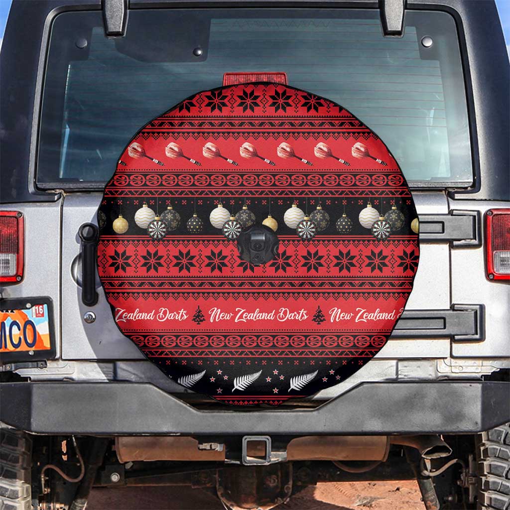 New Zealand Darts Christmas Spare Tire Cover Merry Xmas Aotearoa Maori Red - Aussie Hoodie