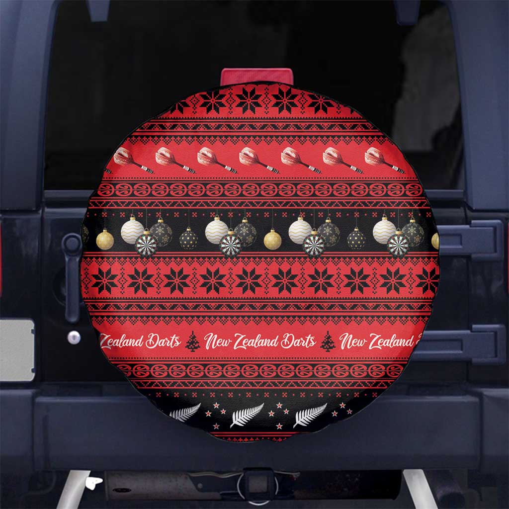 New Zealand Darts Christmas Spare Tire Cover Merry Xmas Aotearoa Maori Red - Aussie Hoodie