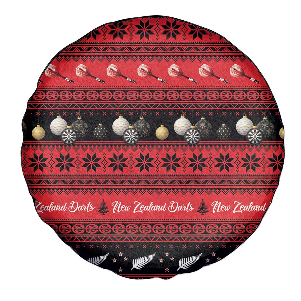 New Zealand Darts Christmas Spare Tire Cover Merry Xmas Aotearoa Maori Red - Aussie Hoodie