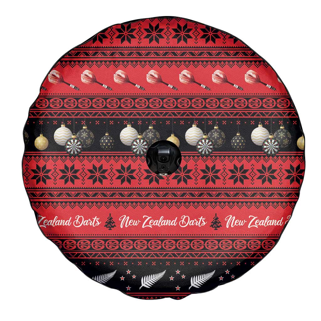 New Zealand Darts Christmas Spare Tire Cover Merry Xmas Aotearoa Maori Red - Aussie Hoodie