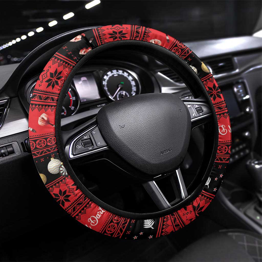 New Zealand Darts Christmas Steering Wheel Cover Merry Xmas Aotearoa Maori Red - Aussie Hoodie