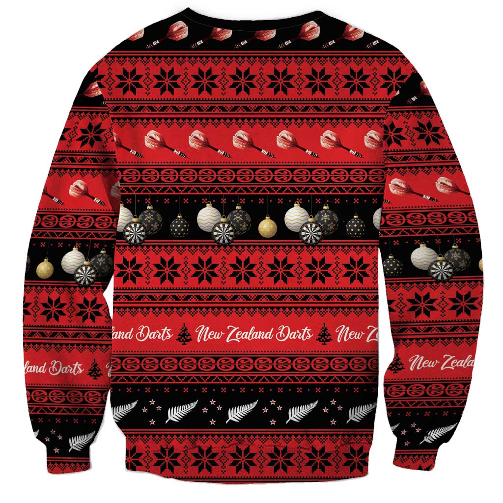 New Zealand Darts Christmas Sweatshirt Merry Xmas Aotearoa Maori Red - Aussie Hoodie
