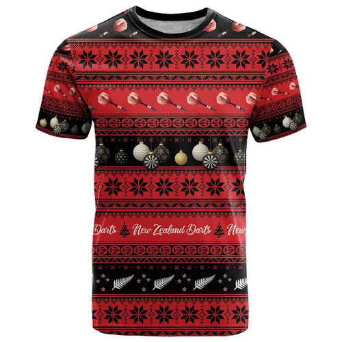 New Zealand Darts Christmas T Shirt Merry Xmas Aotearoa Maori Red - Aussie Hoodie