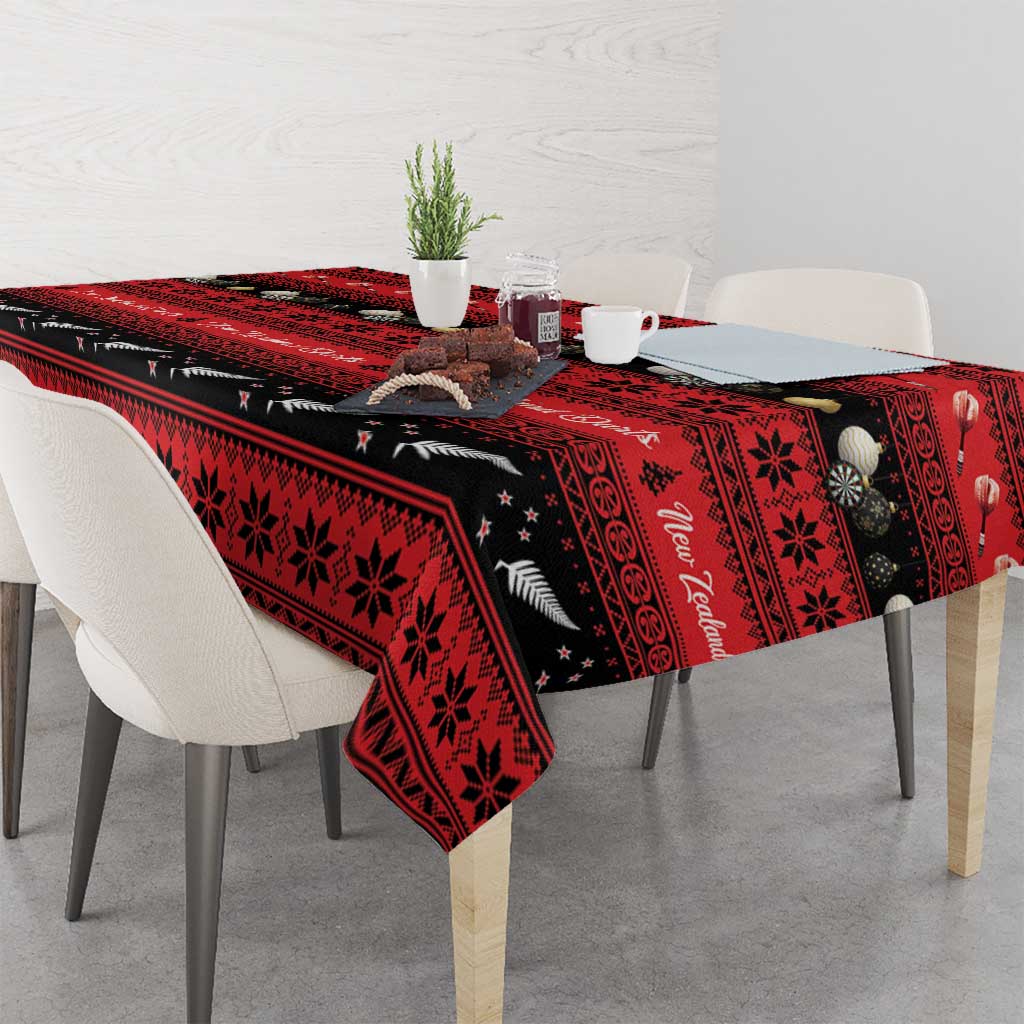 New Zealand Darts Christmas Tablecloth Merry Xmas Aotearoa Maori Red - Aussie Hoodie