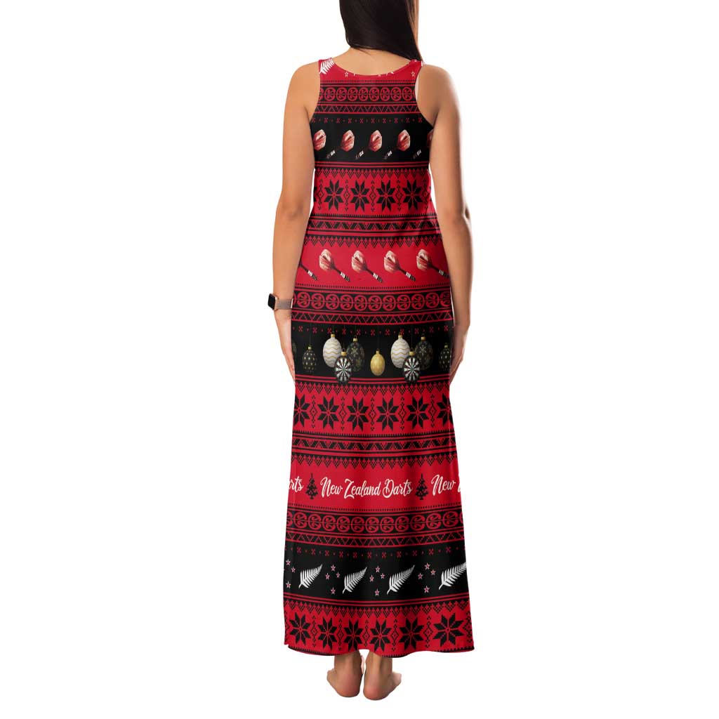 New Zealand Darts Christmas Tank Maxi Dress Merry Xmas Aotearoa Maori Red - Aussie Hoodie