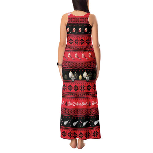 New Zealand Darts Christmas Tank Maxi Dress Merry Xmas Aotearoa Maori Red - Aussie Hoodie
