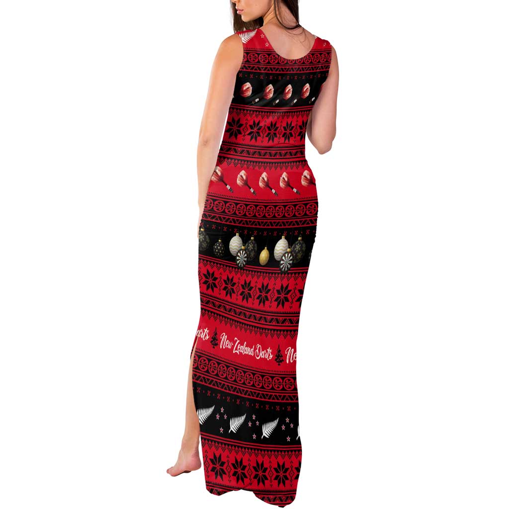 New Zealand Darts Christmas Tank Maxi Dress Merry Xmas Aotearoa Maori Red - Aussie Hoodie